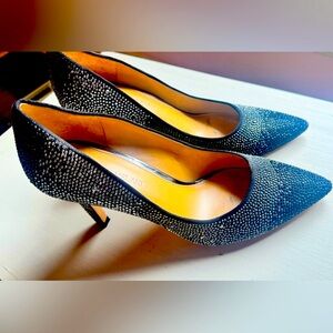 Black High Heels with Crystals.Size 10